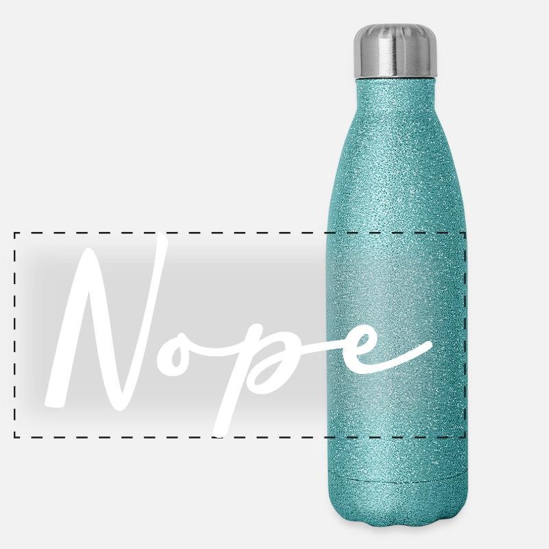 Nope Handschrift Logo auf Schwarz Panorama Glitzer Isolierflasche 500 ml