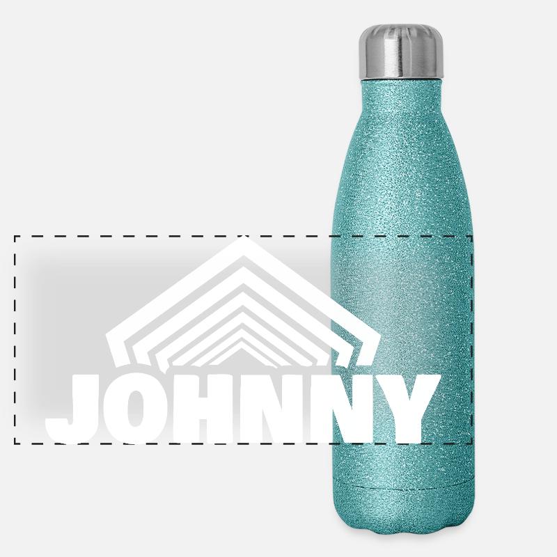 Gift for Johnny - Panoramic Glitter Thermal Bottle 500 ml - blue glitter
