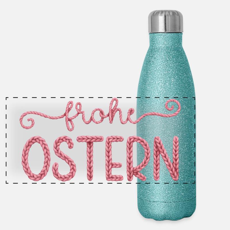 Frohe Ostern Panorama Glitzer Isolierflasche 500 ml