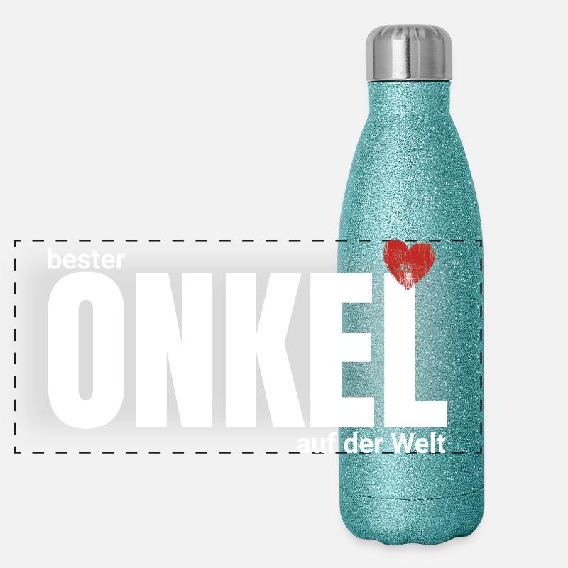 Bester Onkel der Welt – Großschrift Panorama Glitzer Isolierflasche 500 ml