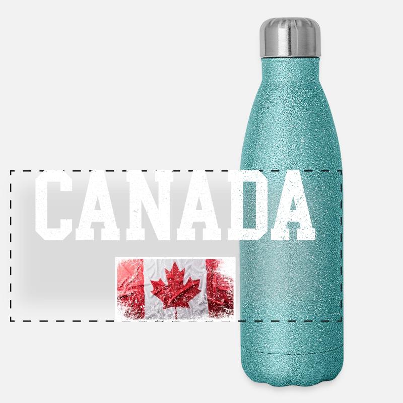 Drapeau du Canada en érable vieilli Gourde isotherme panoramique pailletée 500 ml