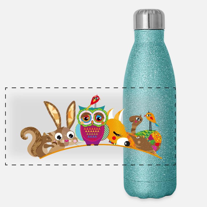 eight forest animals Panoramic Glitter Thermal Bottle 500 ml