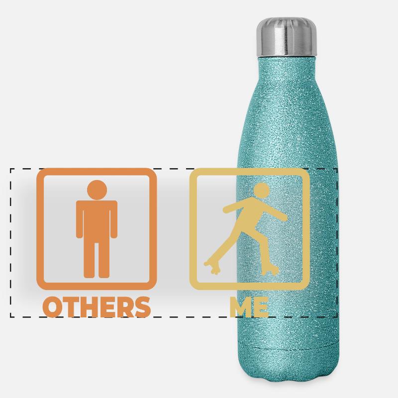 Rollschuhläufer Strichmännchen Panorama Glitzer Isolierflasche 500 ml