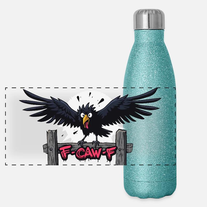 F-Caw-F Apparition du Corbeau Graffiti Gourde isotherme panoramique pailletée 500 ml