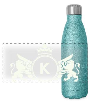 K Circle Coat of Arms Crown - Panoramic Glitter Thermal Bottle 500 ml - blue glitter - Front