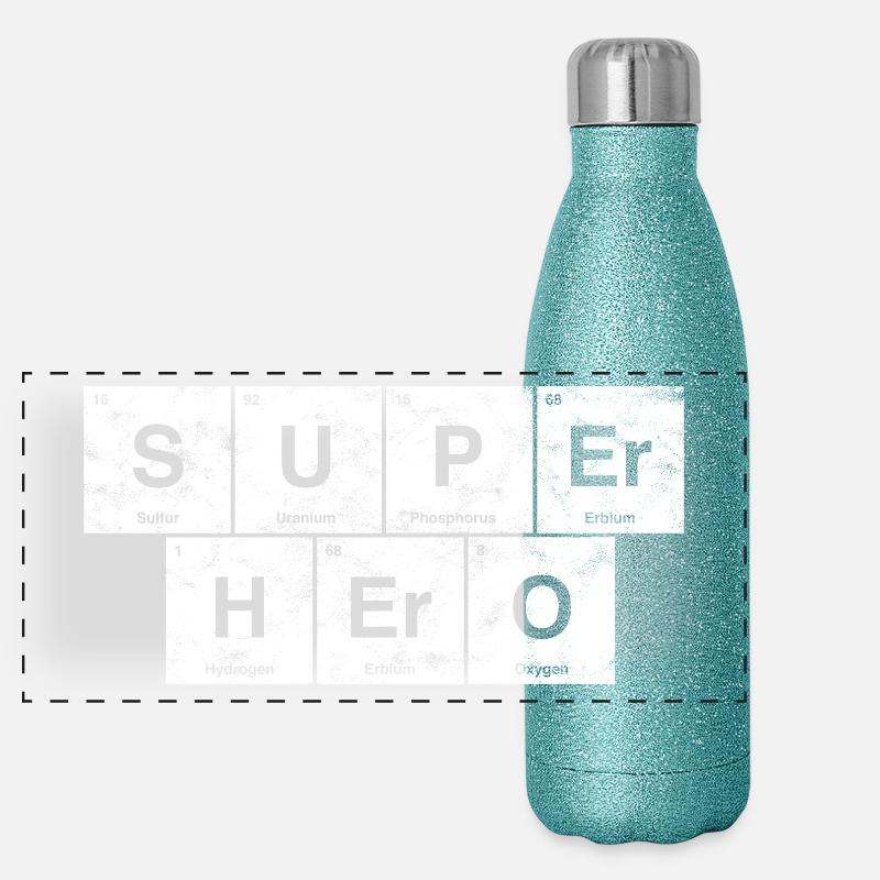 Nerdiger Superheld! Periodensystem der Elemente Panorama Glitzer Isolierflasche 500 ml