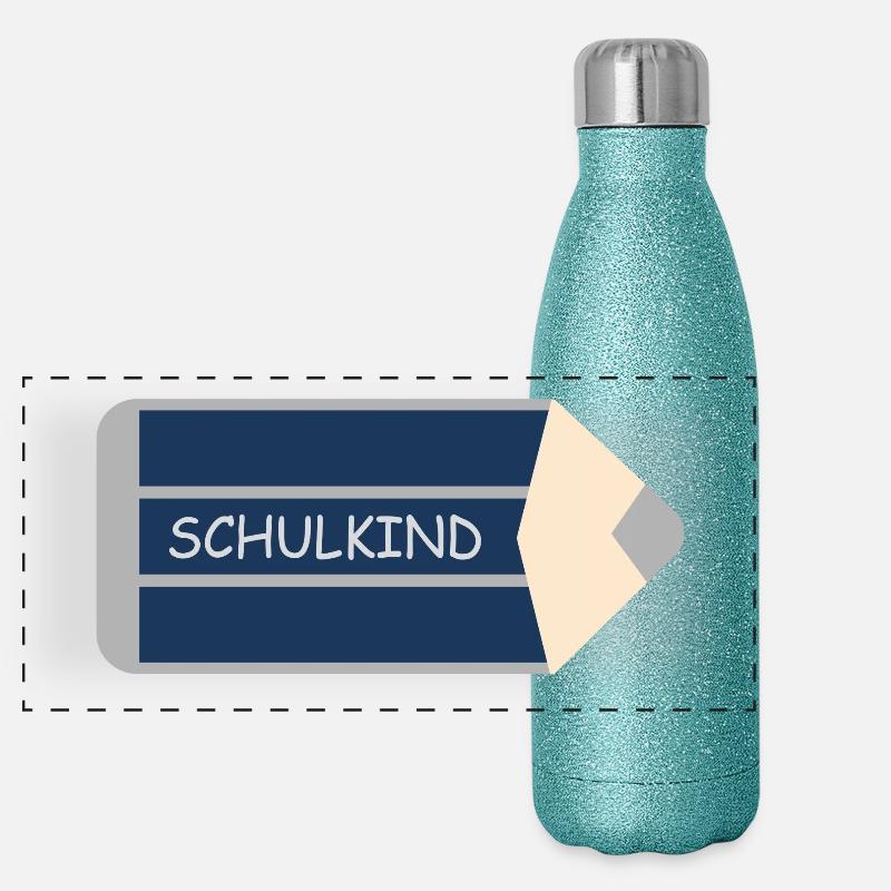 Buntstift dunkelblau grau - Schulkind Panorama Glitzer Isolierflasche 500 ml