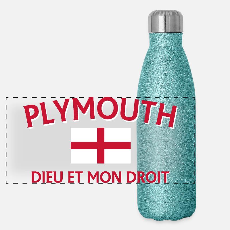 Devise du drapeau de Plymouth Gourde isotherme panoramique pailletée 500 ml