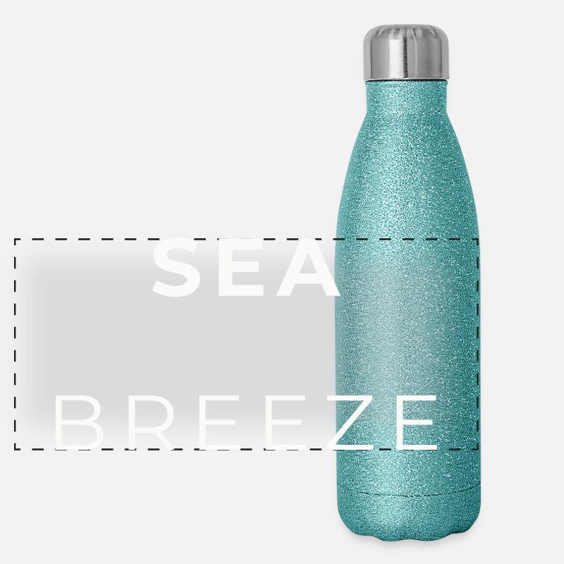 Breeze Navy Minimalistische Typografie Panorama Glitzer Isolierflasche 500 ml