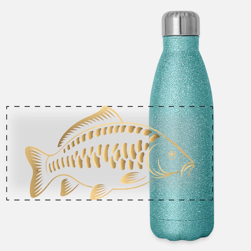 Carp Fish : design minimaliste de pêche Gourde isotherme panoramique pailletée 500 ml