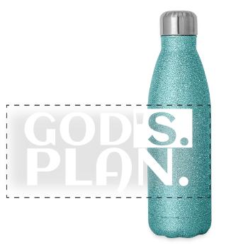 God's Plan - God's Plan | Fun shirt - Panoramic Glitter Thermal Bottle 500 ml - blue glitter - Front