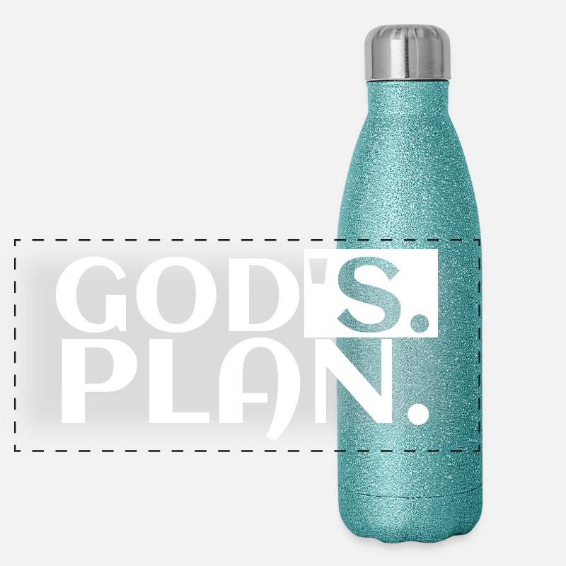 God's Plan - God's Plan | Fun shirt Panoramic Glitter Thermal Bottle 500 ml