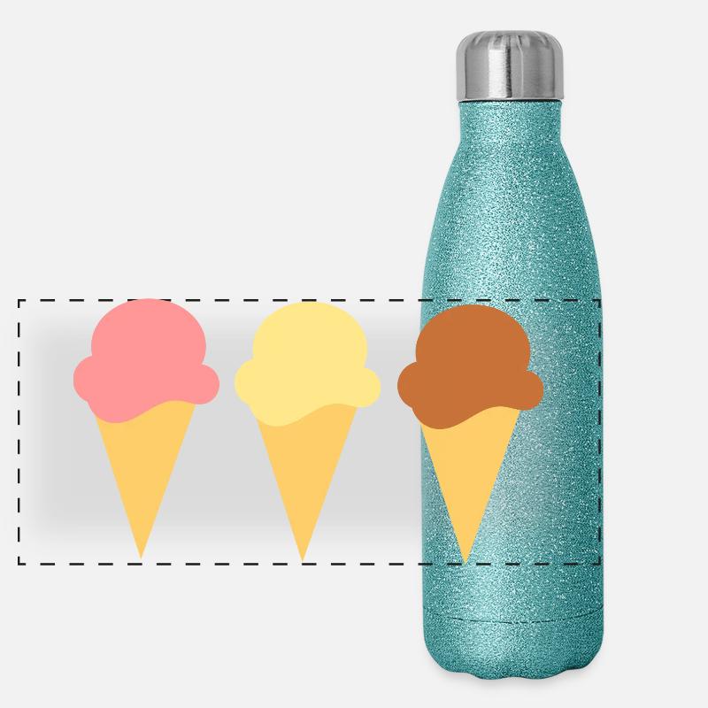 Eis Eiscreme Erdbeereis Vanilleeis Schokoeis Panorama Glitzer Isolierflasche 500 ml