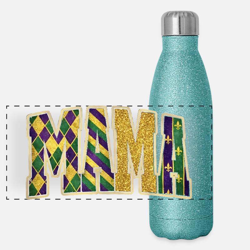 MAMA Mardi Gras Glitter Letters Panoramic Glitter Thermal Bottle 500 ml