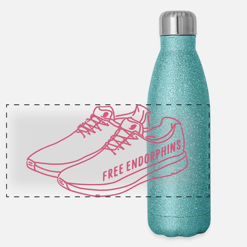 Free Endorphins – Running Motivation Design Panoramic Glitter Thermal Bottle 500 ml