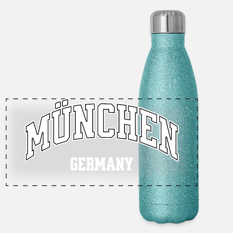 München Germany College Design Panorama Glitzer Isolierflasche 500 ml