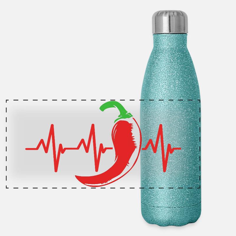 Chipotle Chilli Jalapeno Scharf Chili Chilischote Panorama Glitzer Isolierflasche 500 ml