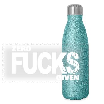 Zero Fucks Given White - Panoramic Glitter Thermal Bottle 500 ml - blue glitter - Front