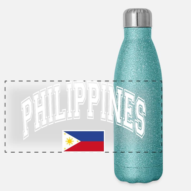 Drapeau des Philippines Gourde isotherme panoramique pailletée 500 ml
