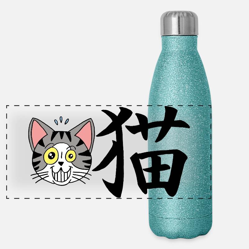 Chat manga Gourde isotherme panoramique pailletée 500 ml