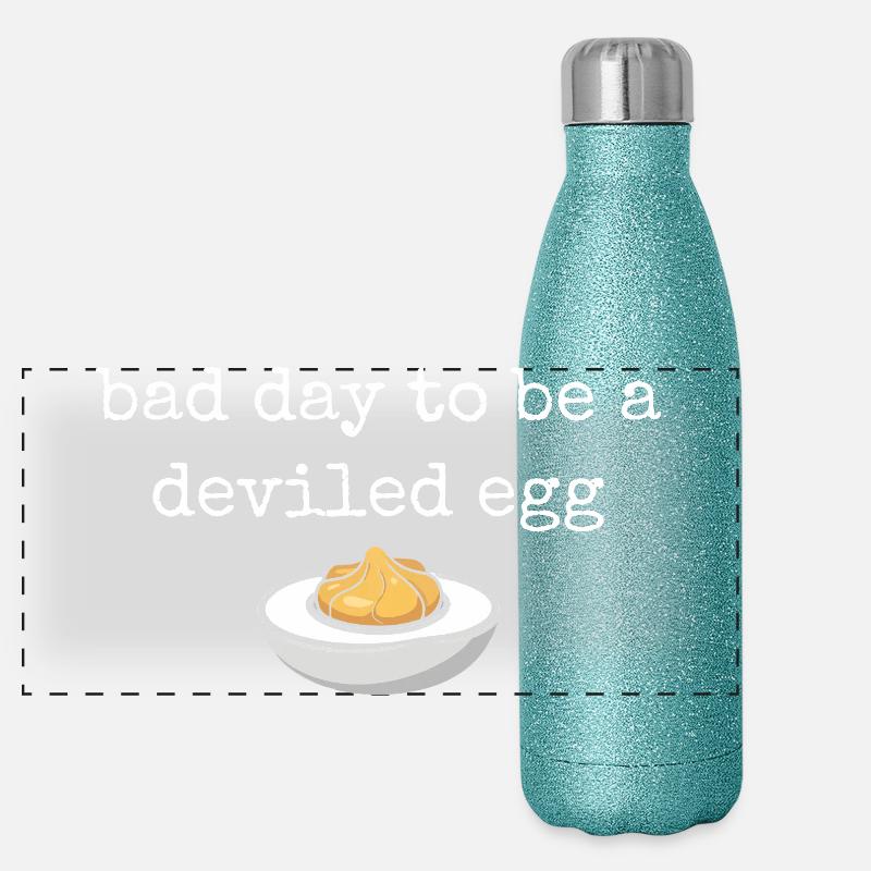 Lustiger Spruch Ei Buffet Essen Bad Day Deviled Eg Panorama Glitzer Isolierflasche 500 ml