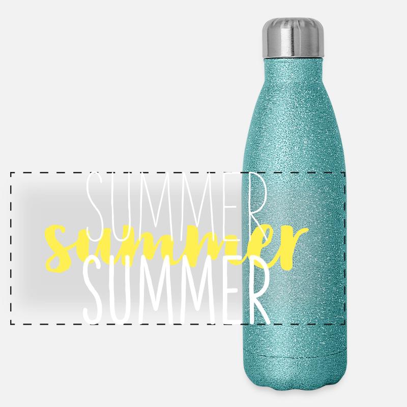 Summer Typo Overlay Gelbes Script Panorama Glitzer Isolierflasche 500 ml
