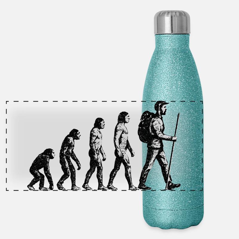 Evolution zum Wandersmann Grunge Design Panorama Glitzer Isolierflasche 500 ml
