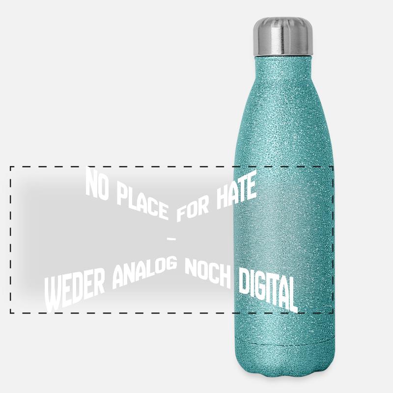 No Place for Hate – Weder Analog noch Digital Stat Panorama Glitzer Isolierflasche 500 ml