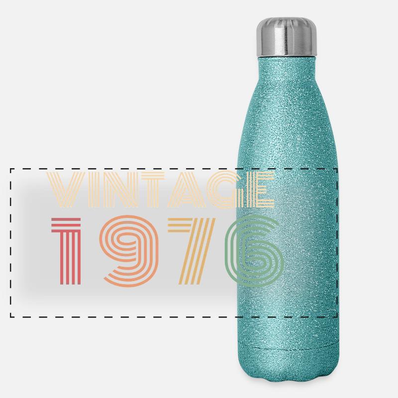 Neon Retro 60 Year Old Sixties Birthday 1966 Panoramic Glitter Thermal Bottle 500 ml