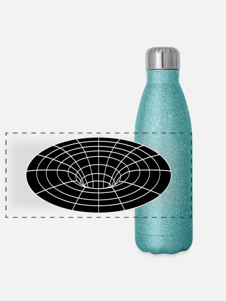 schwarzes Loch - Panorama Glitzer Isolierflasche 500 ml - Blau Glitzer - Vorne