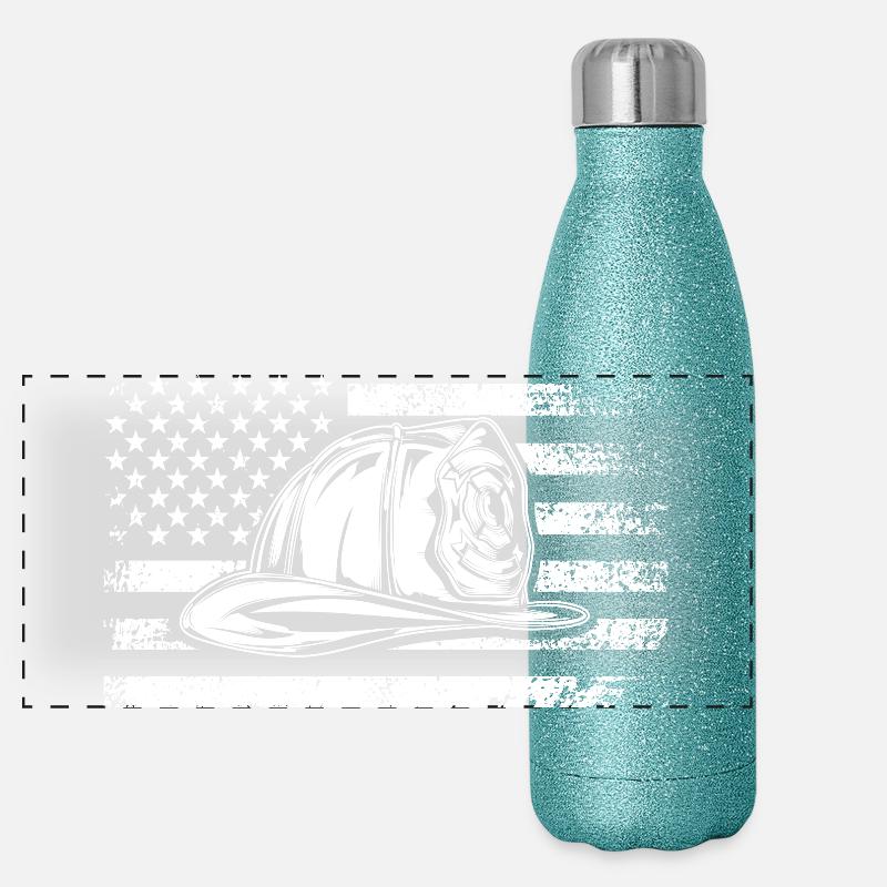 Patriotic Cap on Distressed Flag Panoramic Glitter Thermal Bottle 500 ml