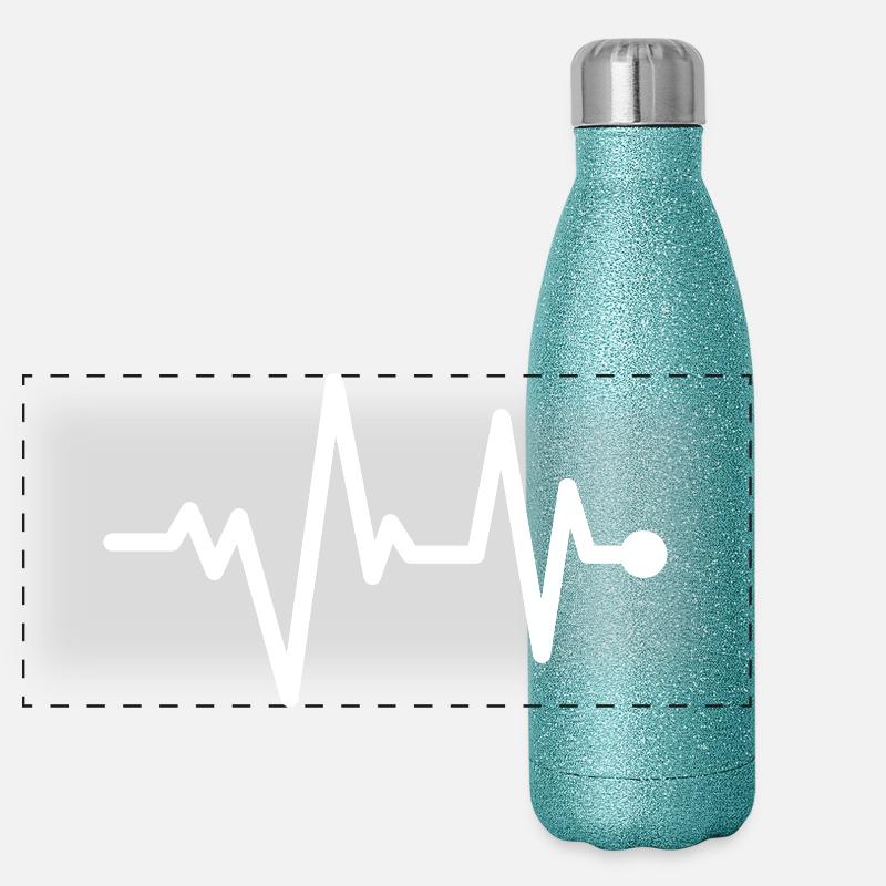 Herzschlag Pulseline Design Panorama Glitzer Isolierflasche 500 ml
