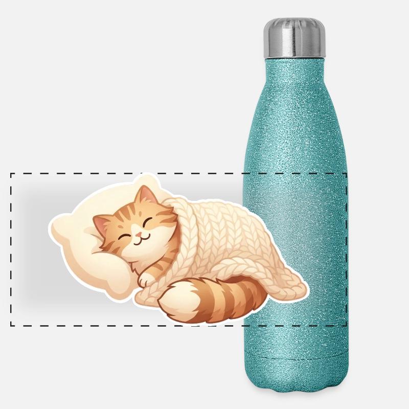 Le chat dort Gourde isotherme panoramique pailletée 500 ml