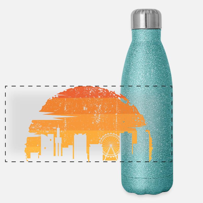 Sonnenuntergang Skyline Silhouette Panorama Glitzer Isolierflasche 500 ml