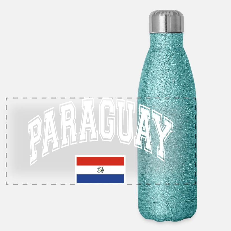 Paraguay Flag Panoramic Glitter Thermal Bottle 500 ml