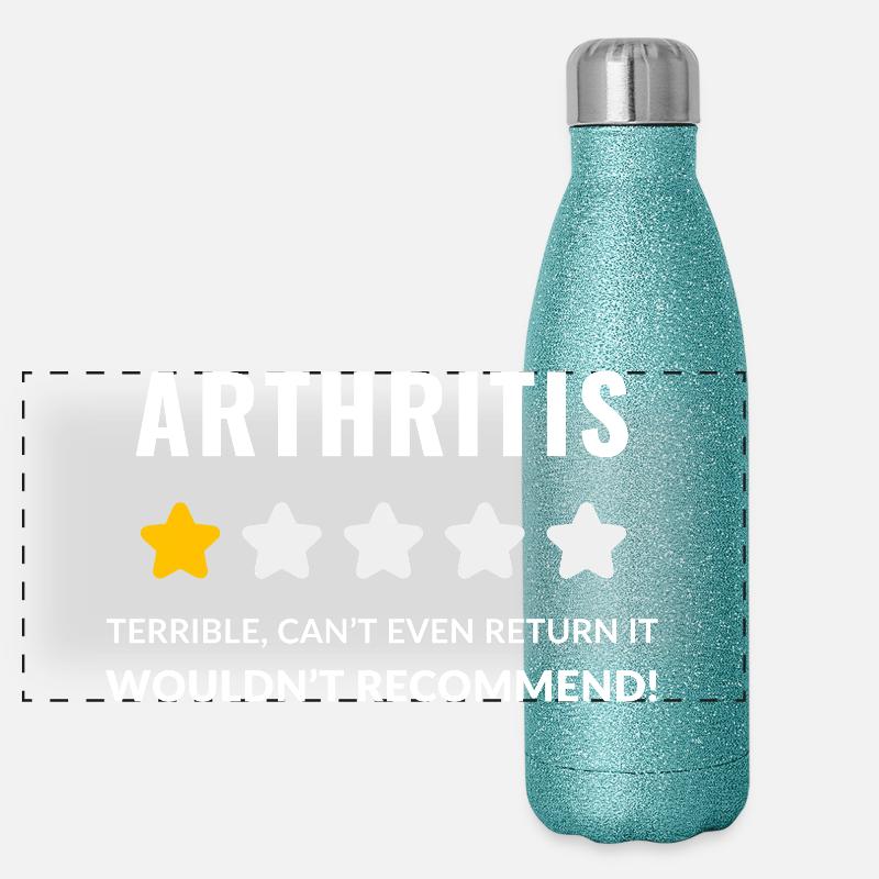 Conception typographique audacieuse pour la sensibilisation à l'arthrite Gourde isotherme panoramique pailletée 500 ml