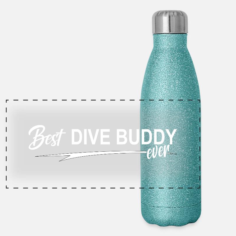 Best Dive Buddy Forever, Scuba Diving, Aquaholic Panoramic Glitter Thermal Bottle 500 ml