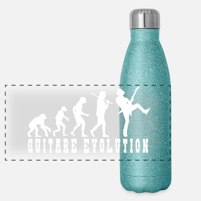 Evolution der Gitarrenkultur Panorama Glitzer Isolierflasche 500 ml