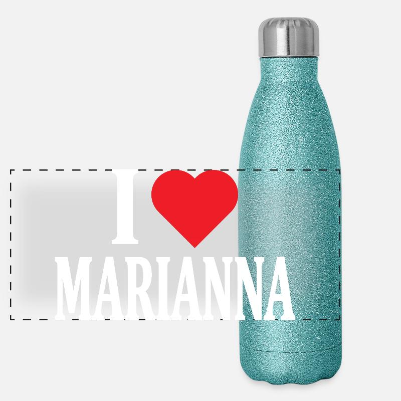 T-Shirt-Name Ich liebe Marianna T-Shirt Geschenkidee Panorama Glitzer Isolierflasche 500 ml