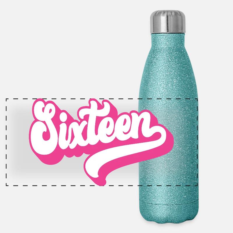 Seize 16e anniversaire pour les filles de 16 ans Gourde isotherme panoramique pailletée 500 ml
