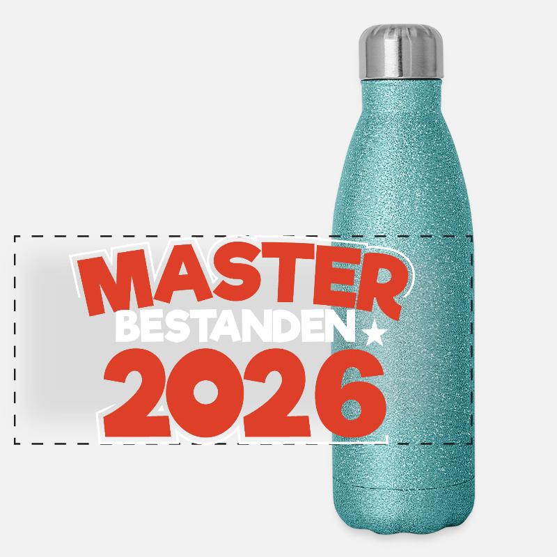 Master 2026 Masterabschluss Promotion Sponsion Panorama Glitzer Isolierflasche 500 ml