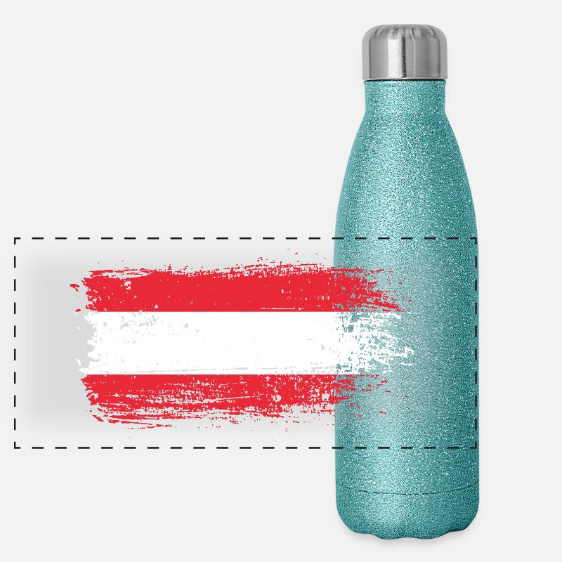 Austrian Brushstroke Flag Panoramic Glitter Thermal Bottle 500 ml