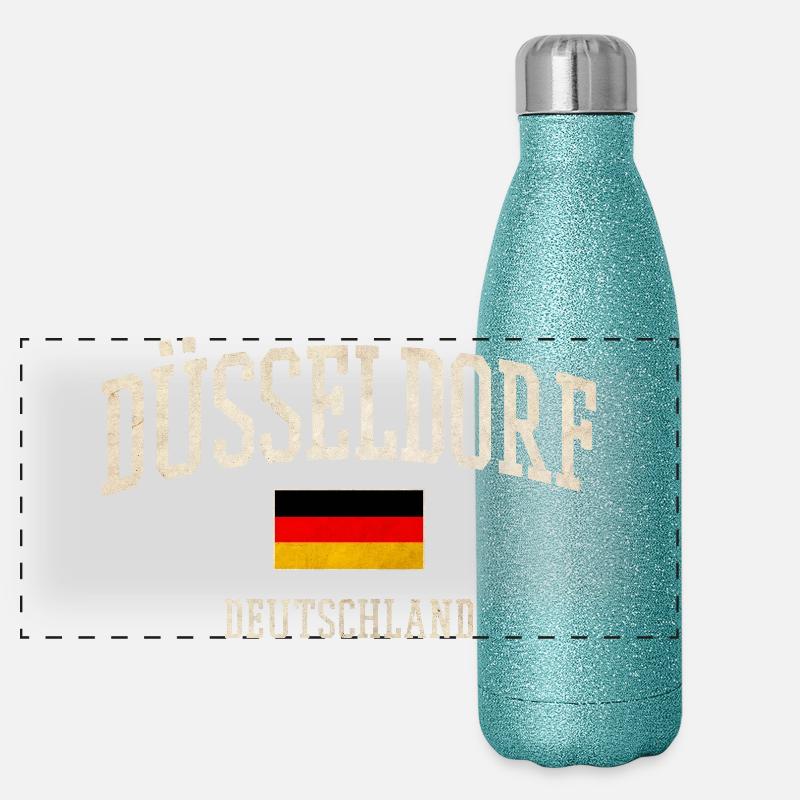 Dusseldorf Flag Vintage Panoramic Glitter Thermal Bottle 500 ml