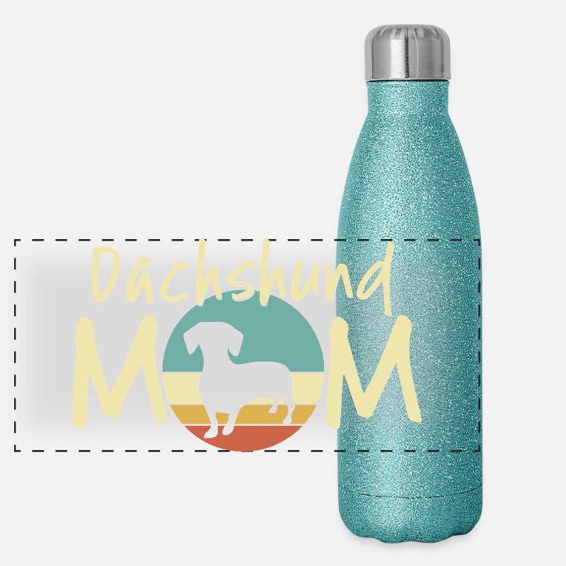 Dackel Mond Mutter Design Panorama Glitzer Isolierflasche 500 ml