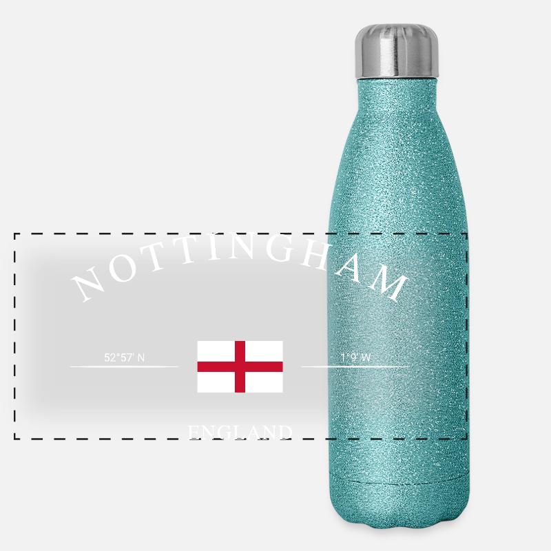 Nottingham England – Urlaub Souvenir & Geschenk Panorama Glitzer Isolierflasche 500 ml