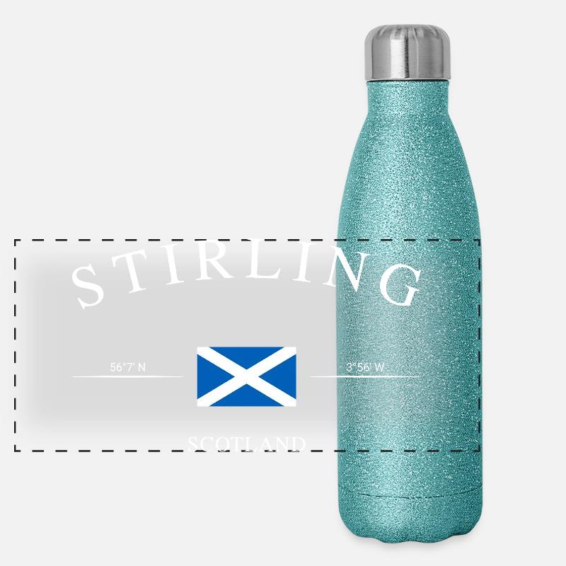 Stirling Schottland – Urlaub Souvenir & Geschenk Panorama Glitzer Isolierflasche 500 ml