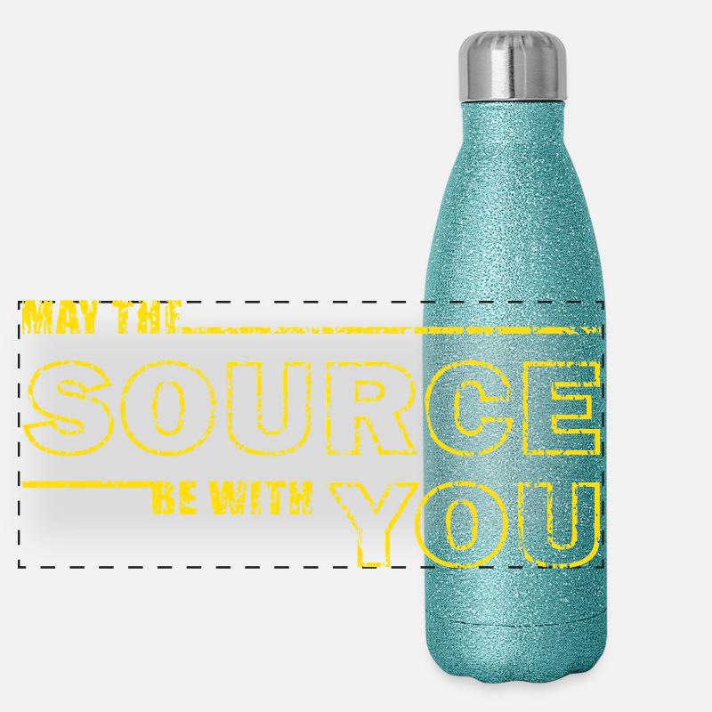 Möge die Quelle bei dir sein – Geek Tee Panorama Glitzer Isolierflasche 500 ml