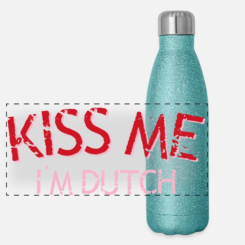 Küss mich, ich bin Holländer Panorama Glitzer Isolierflasche 500 ml