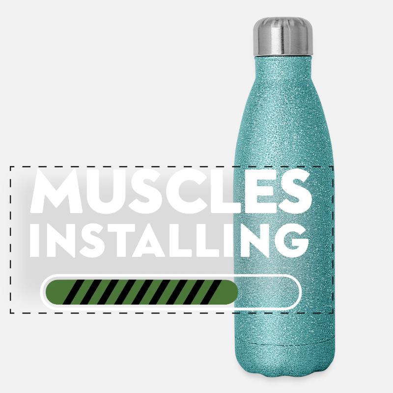 Muscles Installing Fortschritt Grafik Panorama Glitzer Isolierflasche 500 ml