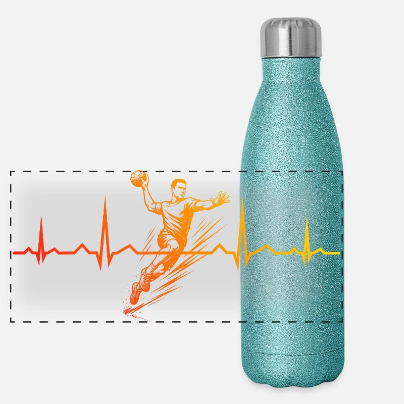 Message clair de handball pour hommes Gourde isotherme panoramique pailletée 500 ml